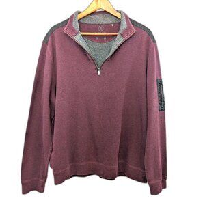 Bugatchi Men’s | Burgundy Fleece 1/4 Zip Pullover Sweatshirt | Size XL